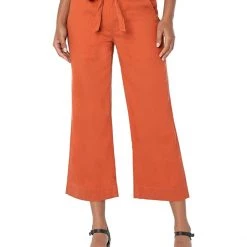 Liverpool Encased Self Tie Crop Wide Leg | Pants