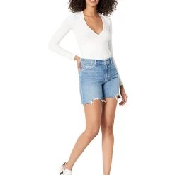 Paige Sarah Longline Shorts in Wannabe Distressed/Dip Hem 9 Paige Sarah Longline Shorts in Wannabe Distressed/Dip Hem -Paige Sales Store 61nrL6eMHoL. AC SR736920