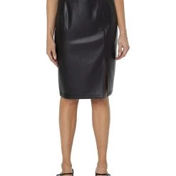 Liverpool Faux Leather Pencil Skirt with Slit | Skirts