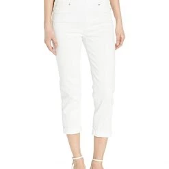 Liverpool Chloe Pull-On Crop Rolled Cuff in Bright White | Jeans