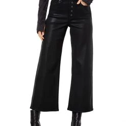 Paige Anessa Exposed Button Fly in Black Fog Luxe Coating | Jeans