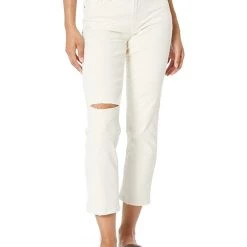 Paige Cindy Crop in Light Sand Destructed | Jeans