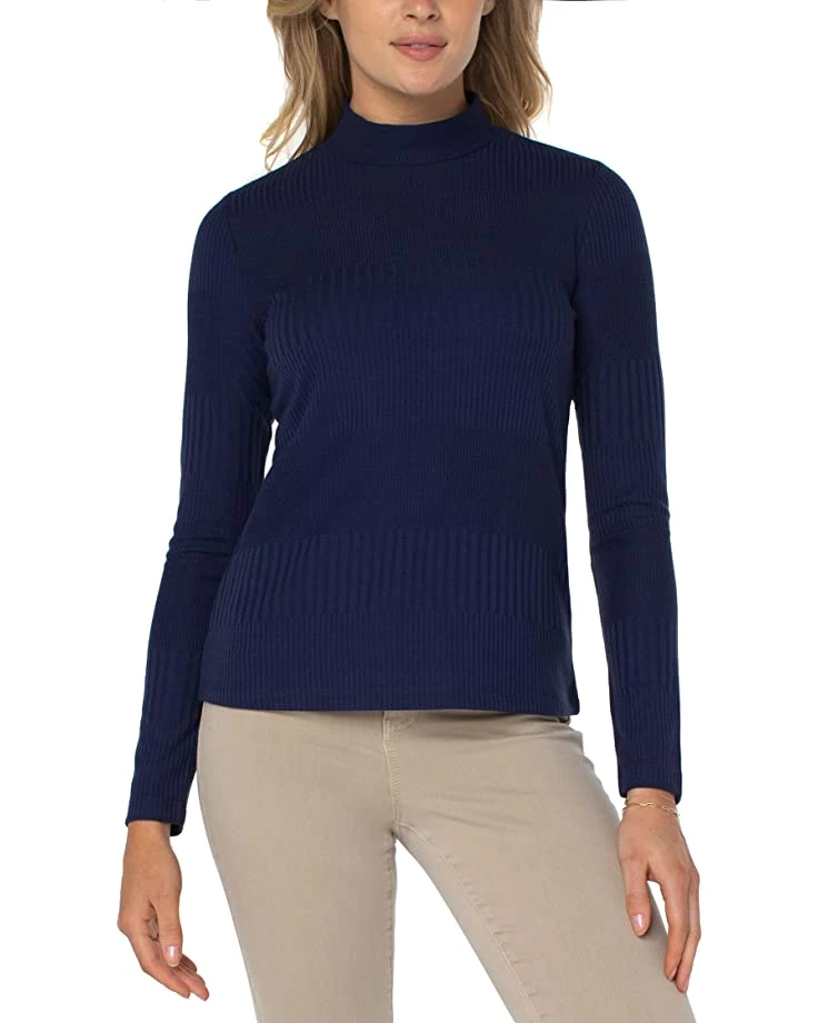 Liverpool Mock Neck Long Sleeve Rib Knit Top | Shirts & Tops 2 Liverpool Mock Neck Long Sleeve Rib Knit Top | Shirts & Tops