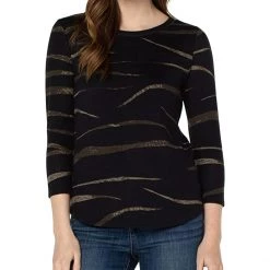 Liverpool 3/4 Sleeve Knit Tee | Shirts & Tops