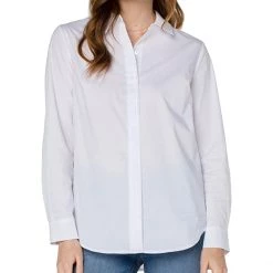 Liverpool Hidden Placket Shirt with Pin Tucks | Shirts & Tops