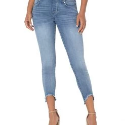 Liverpool Gia Glider Pull-On Crop Skinny w/ Fray Hem in Sunset Hills | Jeans