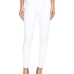 Liverpool Sienna Pull-On Ankle Slub Stretch Twill in Bright White | Jeans
