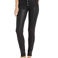Paige Hoxton Ultra Skinny w/ Exposed Button Fly in Black Fog Luxe Coating | Jeans