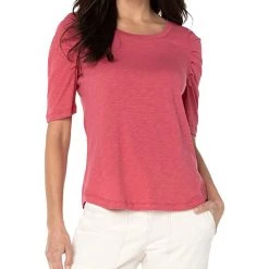 Liverpool Gathered Short Sleeve Knit Tee | Shirts & Tops -Paige Sales Store 71veFkccF9L. AC SR736920