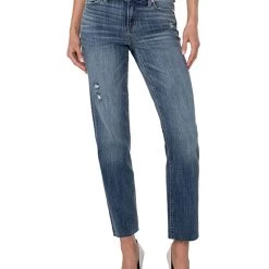 Liverpool Kennedy Straight Eco Jeans w/ Cut Hem 30" in Pennyrile