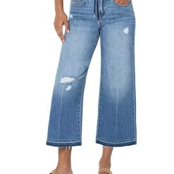 Liverpool Knit Back Wide Leg Jeans in Glacier