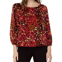 Liverpool 3/4 Puff Sleeve Square Neck Woven Top | Shirts & Tops