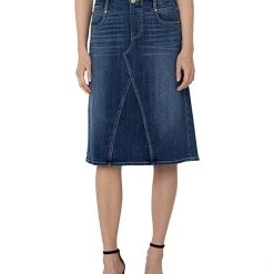 Liverpool Gia Glider Pull-On Midi Skirt in Flagstone | Skirts