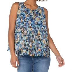 Liverpool Double Layer Sleeveless Woven Shell | Shirts & Tops