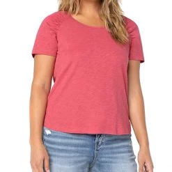 Liverpool Short Sleeve Shirred Shirt | Shirts & Tops