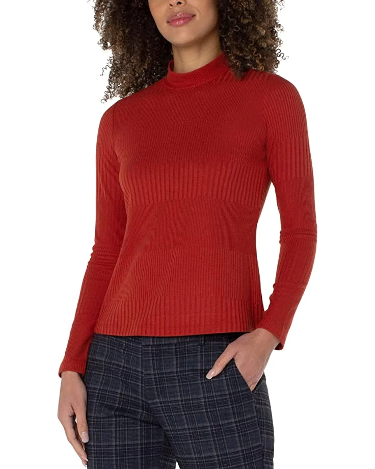 Liverpool Mock Neck Long Sleeve Rib Knit Top | Shirts & Tops 4 Liverpool Mock Neck Long Sleeve Rib Knit Top | Shirts & Tops - Image 3